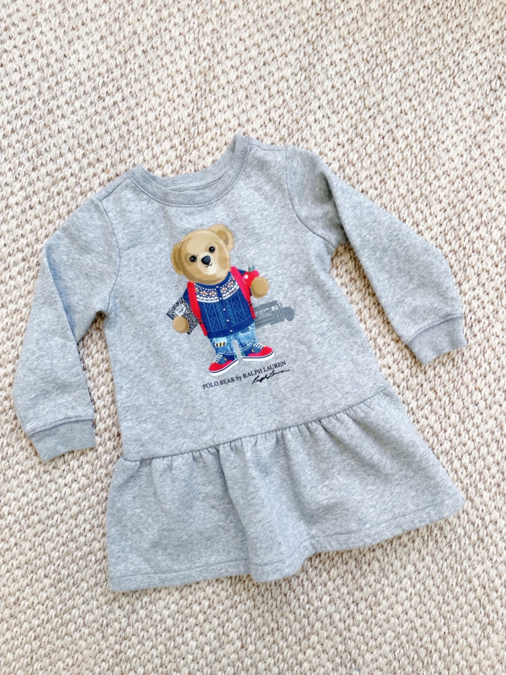 Polo Ralph Lauren Polo Bear Fleece Sweatshirt Dress Grey size 2T